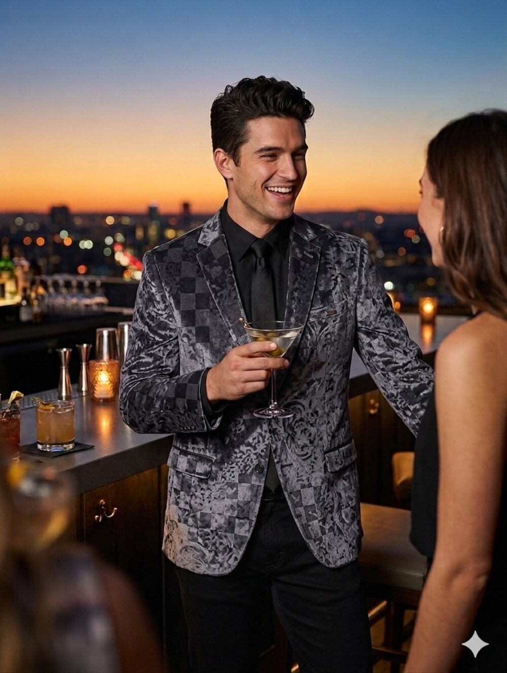 MONDO Exclusive Velvet Sport Coat in Charcoal Gray